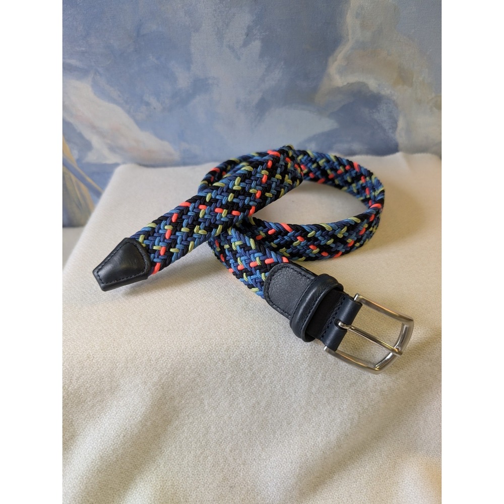 NEW! Barneys New York Mens Multi Color Woven Stretch Belt SZ 36